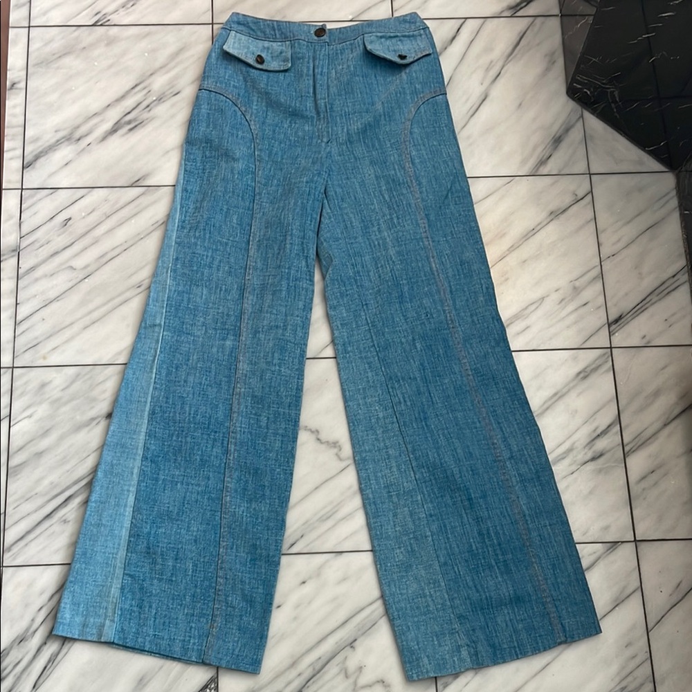 VINTAGE Wide Leg Blue Jeans Handmade Bellbottoms